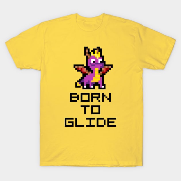 Spyro The Dragon "Born To Glide" 8-Bit Pixel Art T-Shirt by StebopDesigns